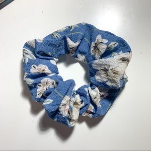 Blue White Flower Scrunchie